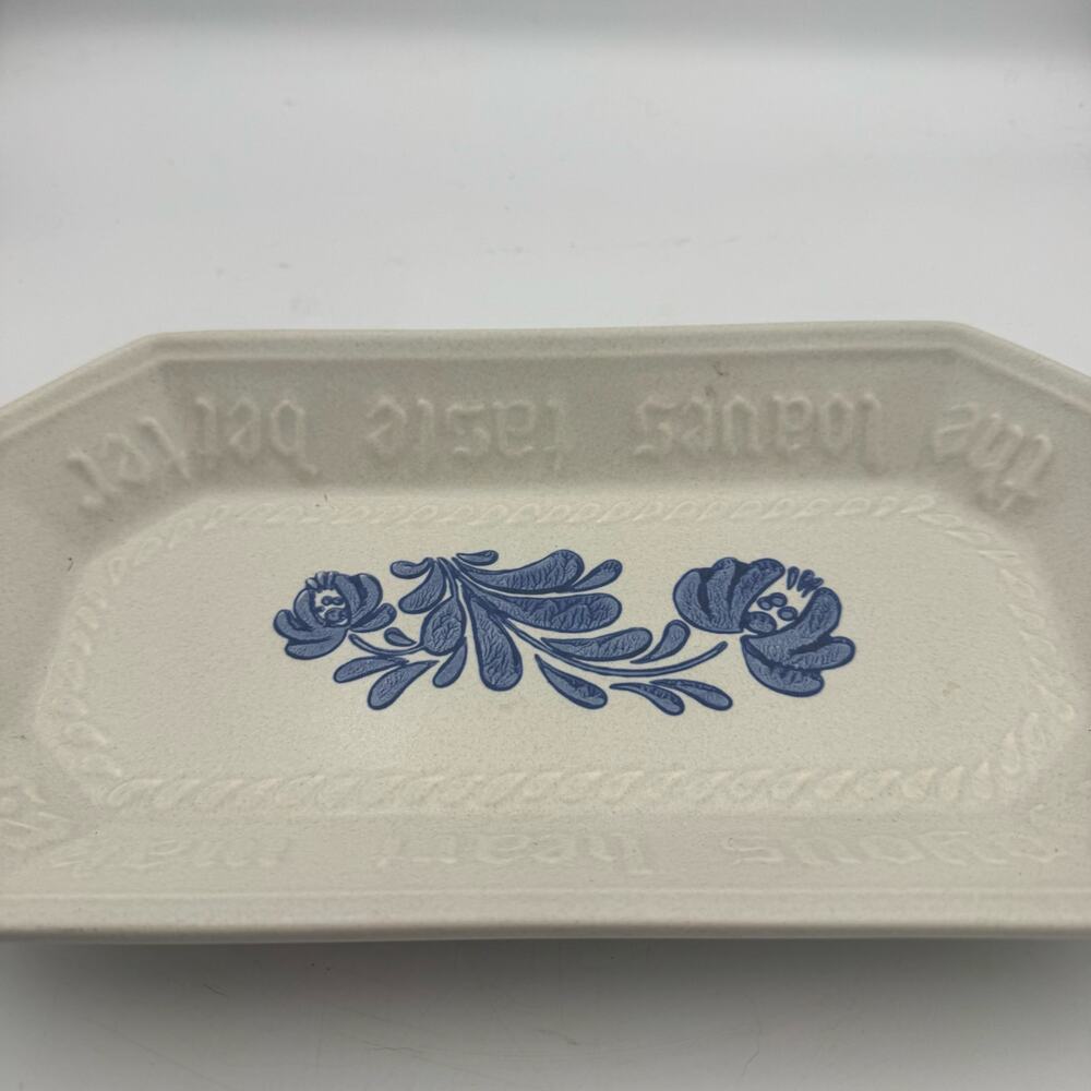 Pfaltzgraff A Joyous Heart Tray Blue Floral Stoneware 13x6 Vintage USA - Picture 4 of 9